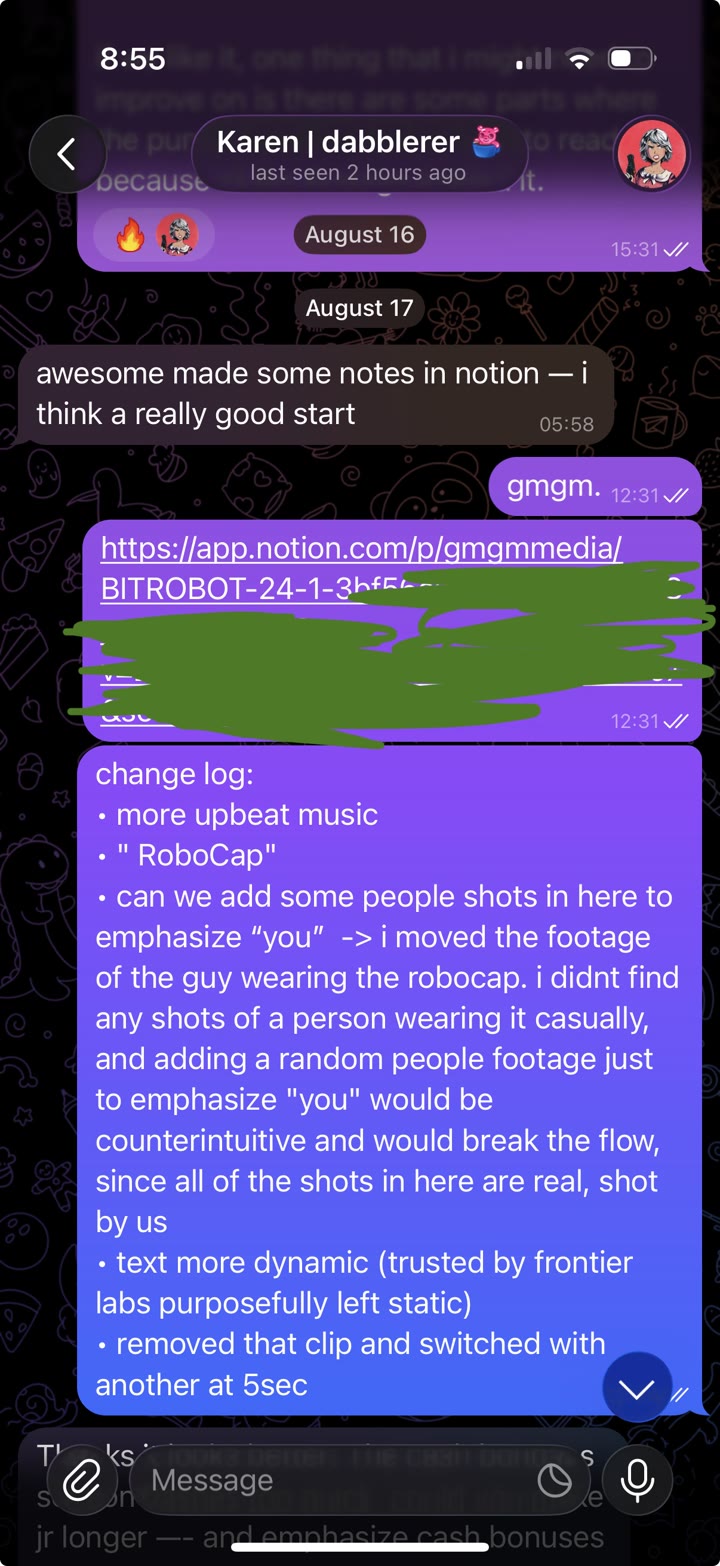 Round two: more upbeat music, why no stock people-shots were added, which text went dynamic and which stayed static.