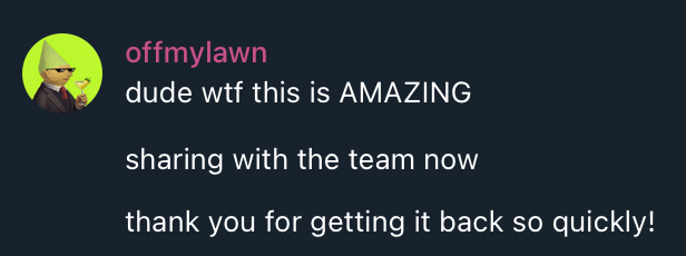 Testimonial from @_offmylawn